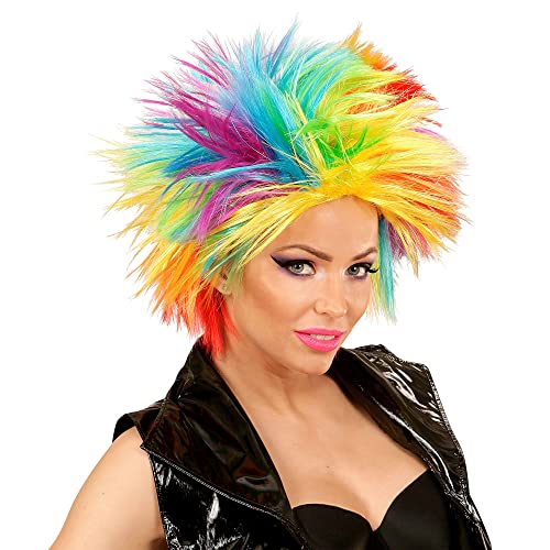 W WIDMANN MILANO Party Fashion 04403 - Perücke Punk, Regenbogen, Neon, Karneval, Mottoparty von Widmann