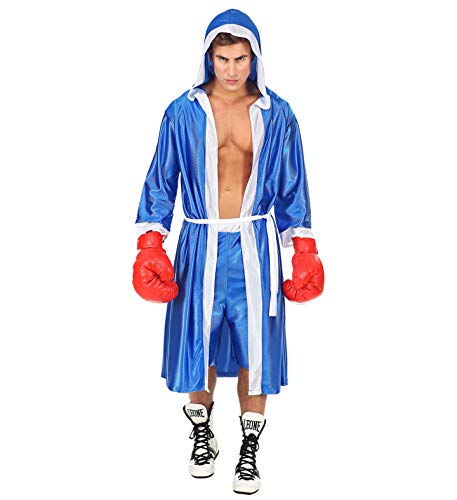 Boxer Kostüm 3-TLG. Set Umhang mit Kapuze Hose Fasching Karneval Herren Farbe wählbar (Kostüm blau, S) von Widmann Kostüme