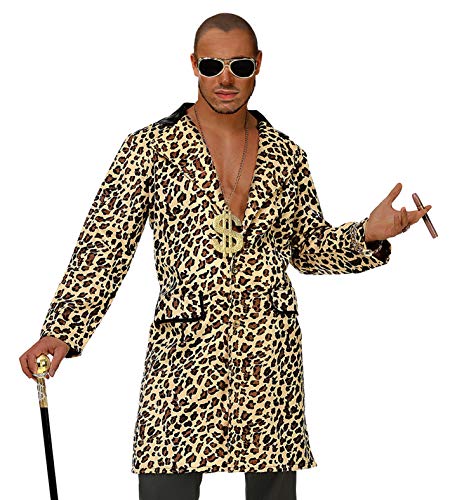 Widmann Casanova Hustler Zuhälter Rapper Mantel Leopardenmuster (Leopard, M/L) von Widmann Kostüme