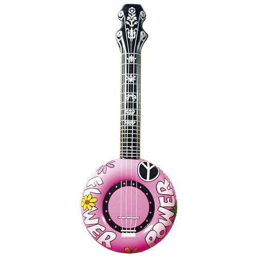 Widmann 23951 - Aufblasbares Banjo, 100 cm, Gitarre, Musiker, Sänger, Flower Power, Karneval, Mottoparty von WIDMANN