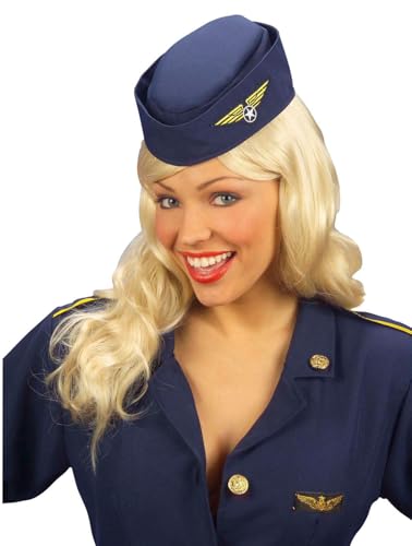 W WIDMANN MILANO Party Fashion 3335H - Hut Stewardess, Blau, Hut, Kopfschmuck, Accessoire, Mottoparty, Karneval von W WIDMANN MILANO Party Fashion