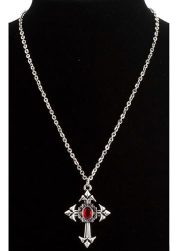 W WIDMANN MILANO Party Fashion 7510K - Kette, gotisches Kreuz mit rotem Juwel, Schmuck, Halsband, Halloween, Mottoparty, Karneval von W WIDMANN MILANO Party Fashion