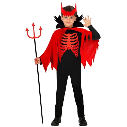 "DEVIL" (overalls, cape withstand-up collar, horns) - (140 cm / 8-10 Years) von WIDMANN