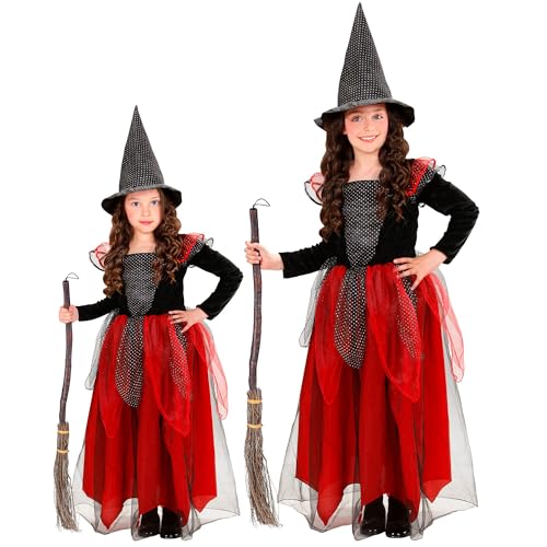 "WITCH" black/burgundy - (dress, hat) - (140 cm / 8-10 Years) von WIDMANN