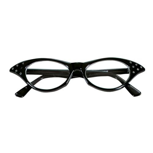 W WIDMANN MILANO Party Fashion 96671 - Brille 50er Jahre, schwarz mit Strasssteinen, Rock´n´Roll, Twist, Karneval, Mottoparty von W WIDMANN MILANO Party Fashion