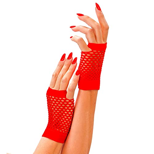 "RED FINGERLESS FISHNET GLOVES" - (One Size Fits Most Adult) von WIDMANN