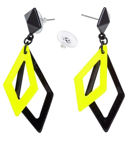 W WIDMANN MILANO Party Fashion Rhombus Ohrringe | Neon Gelb - Schmuck 80er Jahre Disco Kostüm W WIDMANN MILANO Party Fashion Rhombus Ohrringe | Neon Gelb - Schmuck 80er Jahre Disco Kostüm von W WIDMANN MILANO Party Fashion