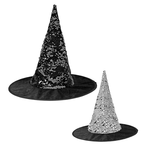 Widmann - Hexenhut mit Wendepailletten, schwarz/silber, Accessoire, Motto-Party, Karneval, Halloween Widmann - Hexenhut mit Wendepailletten, schwarz/silber, Accessoire, Motto-Party, Karneval, Halloween von W WIDMANN MILANO Party Fashion