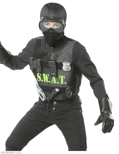 "S.W.A.T." (bulletproof vest, mask, badge, gun, handcuffs, radio, flashlight, hand grenade, binoculars) - (One Size Fits Most Children) von WIDMANN