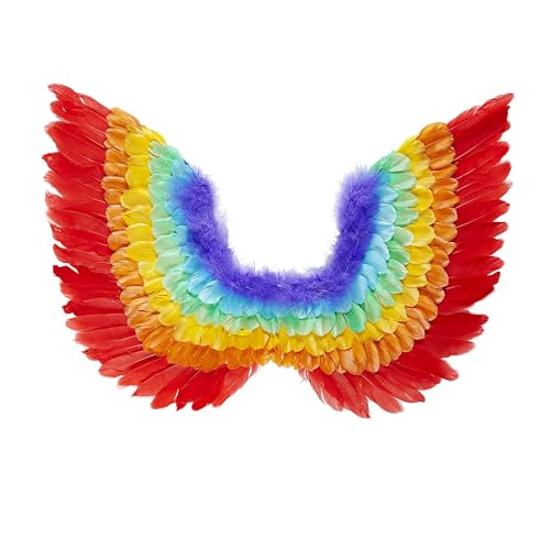W WIDMANN MILANO Party Fashion 00649 - Gefiederte Flügel, Regenbogenfarben, Kostümzubehör, Accessoire, Karneval, Mottoparty von WIDMANN MILANO PARTY FASHION