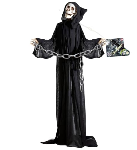 W WIDMANN MILANO Party Fashion 01408 - Grim Reaper mit drehbarem leuchtendem Kopf und Ton, Sensenmann, Partydekoration, Halloween, Mottoparty, Karneval von W WIDMANN MILANO Party Fashion