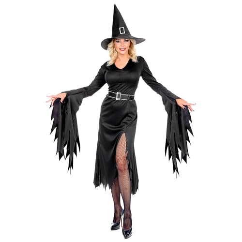 Widmann - Kostüm Dunkle Hexe, Kleid mit Gürtel und Hut, Halloween, Karneval, Mottoparty von WIDMANN