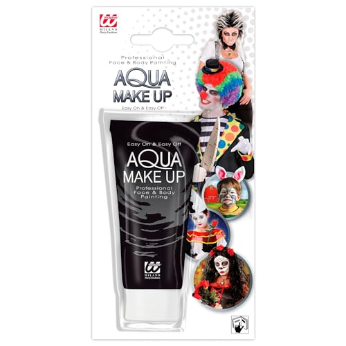 Widmann 02381 - Aqua Make-Up, Schwarz, in Tube, 30 ml, Schminke, Karneval, Mottoparty, Halloween von WIDMANN