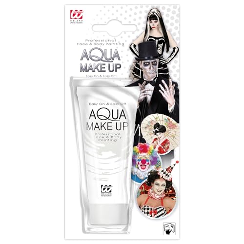 W WIDMANN MILANO Party Fashion 02382 - Aqua Make-Up, Weiß, in Tube, 30 ml, Schminke, Karneval, Mottoparty, Halloween von WIDMANN MILANO PARTY FASHION