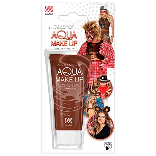 Widmann 02385 - Aqua Make-Up, Braun, in Tube, 30 ml, Schminke, Karneval, Mottoparty, Halloween von WIDMANN