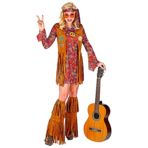 Widmann - Kostüm Hippie, Kleid, Weste, Stirnband, Stiefelüberzieher mit Fransen, Flower-Power, Blumenmädchen, Motto-Party, Karneval von WIDMANN MILANO PARTY FASHION