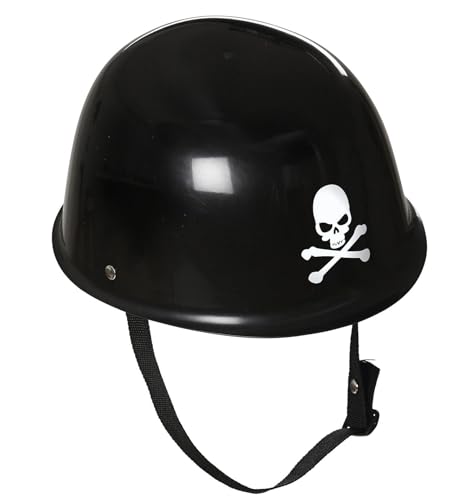 Widmann 03305 - Bikerhelm, Schwarz mit Totenkopf, aus Hartplastik, Hut, Kopfschmuck, Accessoire, Karneval, Mottoparty von WIDMANN