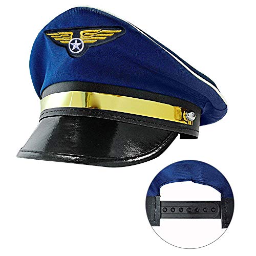 Widmann 03329 - Pilotenmütze, Blau, Größenverstellbar, Flieger, Hut, Kopfschmuck, Accessoire, Mottoparty, Karneval von WIDMANN