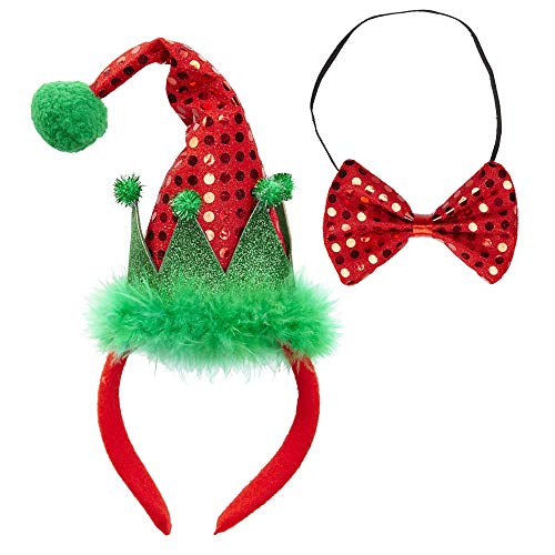 W WIDMANN MILANO Party Fashion 04162 - Haarreif mit Mini-Elfenhut und Fliege mit Pailletten, Weihnachten, Karneval, Mottoparty von W WIDMANN MILANO Party Fashion