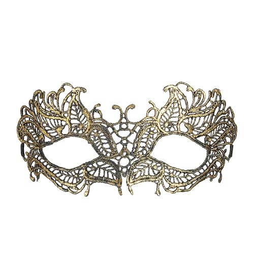 Widmann 04761 - Augenmaske Spitze, Gold, Kostümzubehör, Accessoire, Venezianisch, Karneval, Mottoparty von WIDMANN