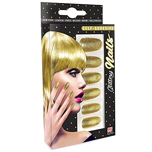 W WIDMANN MILANO Party Fashion 05372 - Fingernägel Set Glitzer Gold, 12 Stück, selbstklebend, Accessoire, Karneval, Mottoparty, Halloween von W WIDMANN MILANO Party Fashion