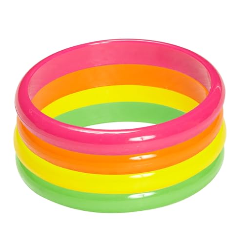 Widmann 05845 - Armbänder Neon, 4er Set, Schmuck, Armkette, 80er Jahre, Karneval, Mottoparty von WIDMANN