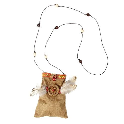 W WIDMANN MILANO Party Fashion 05902 - Umhängetasche Indianer, Damen, Braun, mit Federn und Perlen, Accessoire, Kostüm, Karneval, Mottoparty von W WIDMANN MILANO Party Fashion