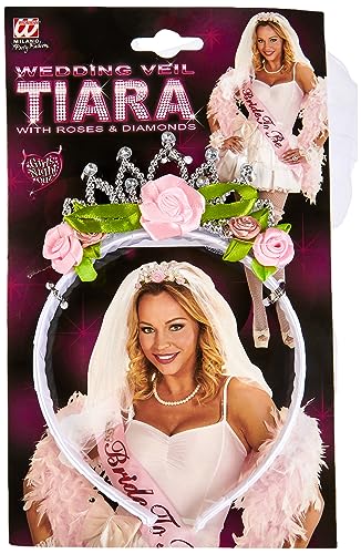 W WIDMANN MILANO Party Fashion 07063 - Tiara mit Brautschleier, mit Rosen und Diamanten, Kopfschmuck, Haarreifen, Junggesellinnenabschied, Accessoire, Kostümzubehör, Mottoparty Karneval W WIDMANN MILANO Party Fashion 07063 - Tiara mit Brautschleier, mit Rosen und Diamanten, Kopfschmuck, Haarreifen, Junggesellinnenabschied, Accessoire, Kostümzubehör, Mottoparty Karneval von W WIDMANN MILANO Party Fashion