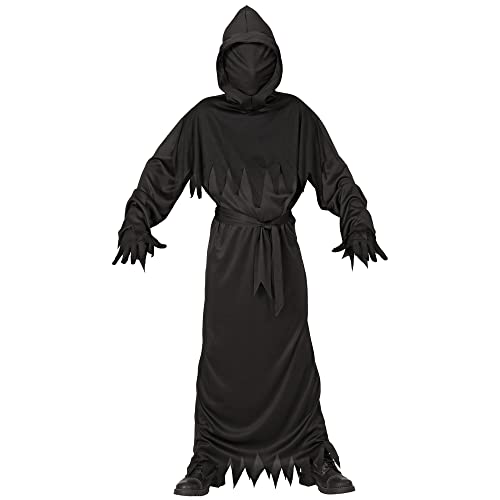 "REAPER" (hooded robe with invisible face mask, belt) - (128 cm / 5-7 Years) von WIDMANN