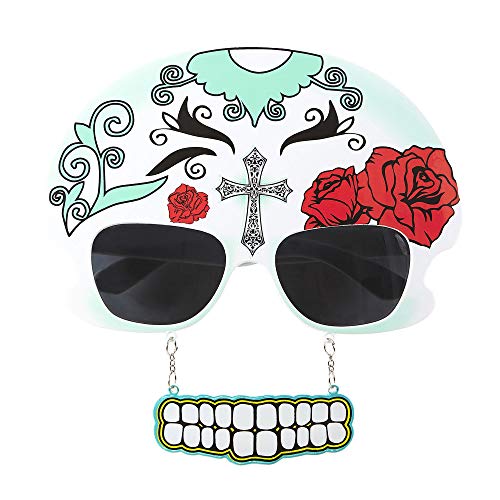 Widmann 14399 - Brille Totenkopf Dia de los Muertos, mit Schnauzbart und Zähnen, Kostümzubehör, Accessoire, Karneval, Mottoparty von WIDMANN MILANO PARTY FASHION