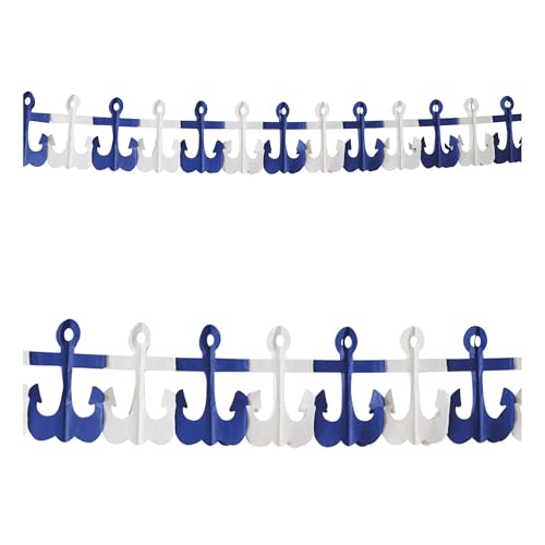 W WIDMANN MILANO Party Fashion 2170A - Girlande, Anker, 3m, Dekoration, Blau, Weiß, Mottoparty, Karneval, Sommerfest von W WIDMANN MILANO Party Fashion
