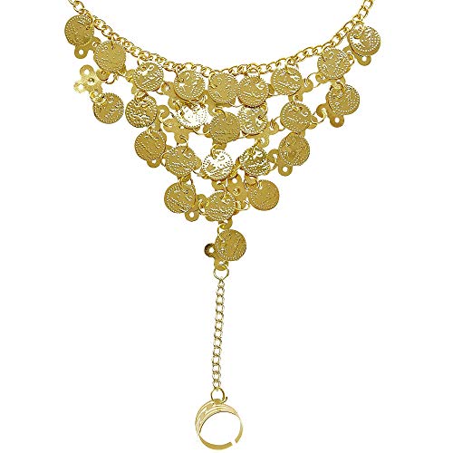 Widmann 24370 - Finger-Armband, 1 Stück, Armkette mit Goldmünzen und Fingerring, Zigeunerin, Bollywood, Orient, Verkleidung, Modeschmuck, Accessoire von WIDMANN MILANO PARTY FASHION
