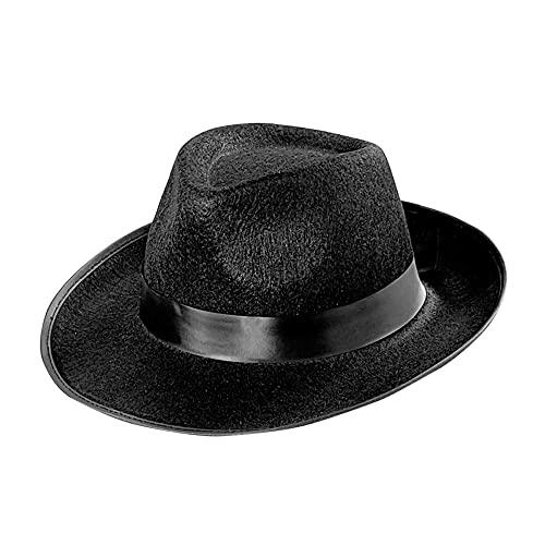 Widmann 2483S - Gangsterhut, Schwarz, Al Capone, Noir, Hut, Kopfschmuck, Accessoire, Mottoparty, Karneval von WIDMANN