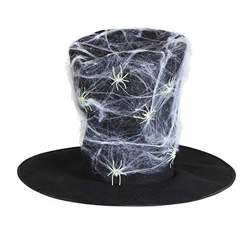 Widmann 2894H - Zylinder Hut mit Spinnenweben und Spinnen, nachtleuchtend, Halloween von WIDMANN