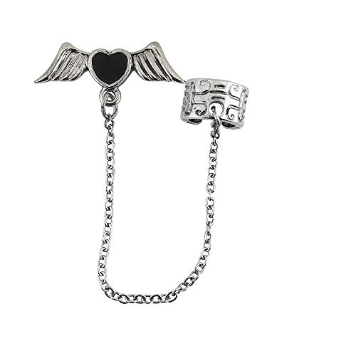 Widmann 2945H - Ohrring Herz mit Flügel, 1 Ohrstecker mit Clip und Kette, Schmuck, Herz und Flügel, Gothic, Rocker, Biker, Karneval, Halloween von W WIDMANN MILANO Party Fashion