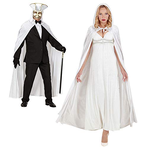 Widmann 3487W - Weißer Umhang mit Kapuze, aus Samt, ca. 150 cm, Halloween, Karneval, Mottoparty von W WIDMANN MILANO Party Fashion