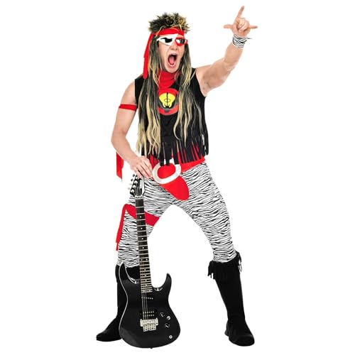 "ROCK STAR" (Sleeveless shirt, pants, belt, wristband, arm and legbands, boot covers, headband) - (XXL) von WIDMANN