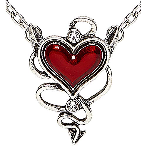Widmann 46756 - Halskette, mit teuflisch roten Herzjuwel, Schmuck, Kostümaccessoire, Teufel, Mottoparty, Karneval von WIDMANN