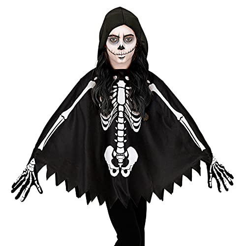Widmann 48153 - Poncho für Kinder, Skelett, Schwarz-Weiß, Knochen, Umhang, Überwurf, Gewand, Kostüm, Verkleidung, Mottoparty, Karneval, Halloween von WIDMANN MILANO PARTY FASHION
