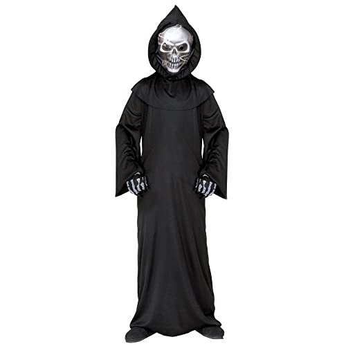 "GRIM REAPER" (robe, hooded holographic skull mask, bone gloves) - (116 cm / 4-5 Years) von WIDMANN MILANO PARTY FASHION