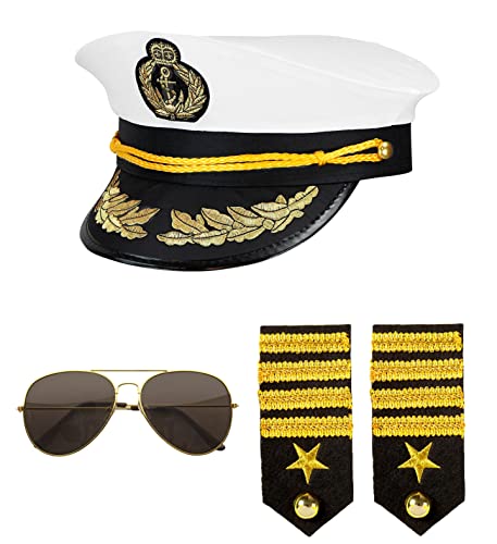 "NAVY CAPTAIN" (hat, epauletten, glasses) - von WIDMANN