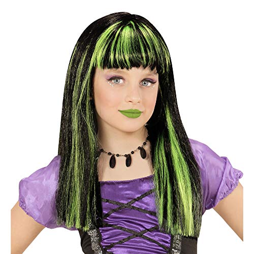 Widmann 74963 - Kinderperücke Hexe, schwarz, mit grünen Strähnchen, Halloween, Karneval, Halloween Widmann 74963 - Kinderperücke Hexe, schwarz, mit grünen Strähnchen, Halloween, Karneval, Halloween von W WIDMANN MILANO Party Fashion