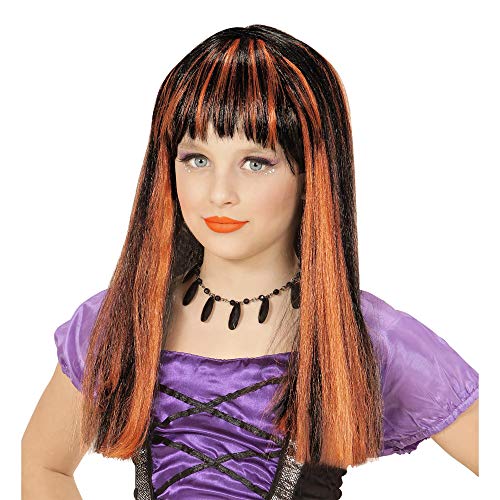 Widmann 74964 - Kinderperücke Hexe, schwarz, mit orangefarbenen Strähnen, Halloween, Mottoparty, Karneval von W WIDMANN MILANO Party Fashion