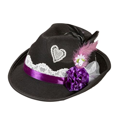 Widmann 75719 - Bayerischer Fedora, mit Dekoration aus Filz, Schwarz, Bayern, Bierfest, Tracht, Hut, Accessoire, Karneval, Mottoparty von WIDMANN MILANO PARTY FASHION