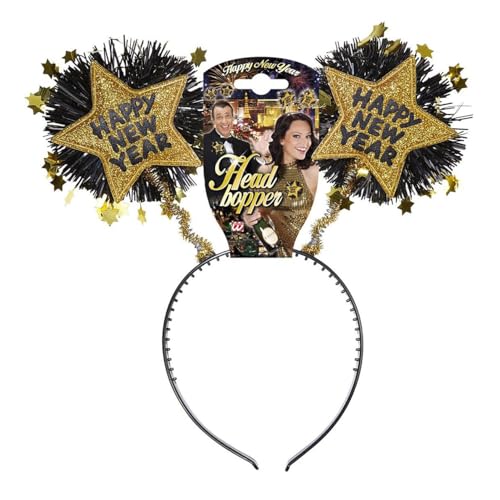 W WIDMANN MILANO Party Fashion 7894H - Haarreif Happy new Year, Gold, Accessoire, Glitzer, Kopfschmuck, Haarschmuck, Silvester, Neujahr, Kostüm, Accessoire, Mottoparty von W WIDMANN MILANO Party Fashion