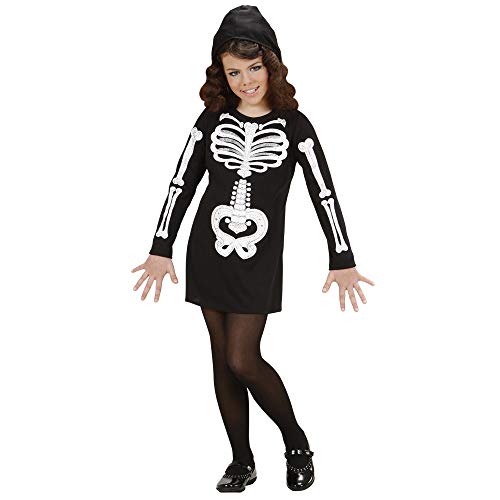 "GLAM SKELETON GIRL" (hooded dress) - (128 cm / 5-7 Years) von WIDMANN