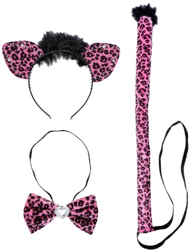 WIDMANN "PINK LEOPARD" dress-up set (ears, bow tie, tail) - WIDMANN "PINK LEOPARD" dress-up set (ears, bow tie, tail) - von W WIDMANN