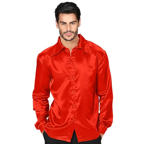 Satin "RED 70s DISCO SHIRT" - (L) von WIDMANN