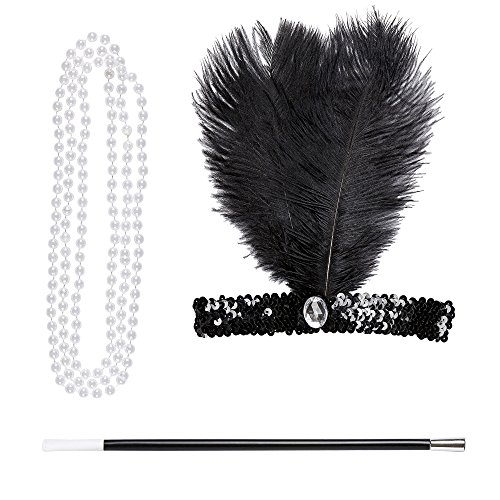Widmann 95716 - Verkleidungsset Charleston, Stirnband, Perlenkette, Zigarettenhalter, 20er Jahre Kostüm, Flapper von WIDMANN
