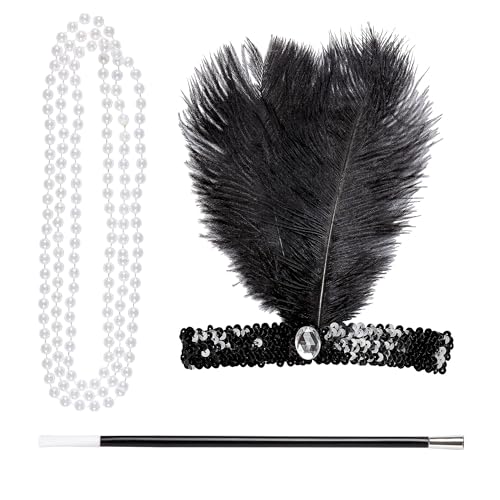 W WIDMANN MILANO Party Fashion 95716 - Verkleidungsset Charleston, Stirnband, Perlenkette, Zigarettenhalter, 20er Jahre Kostüm, Flapper von W WIDMANN MILANO Party Fashion